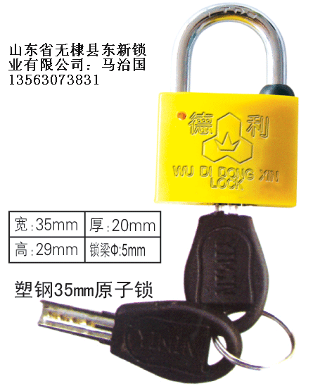 塑钢35mm原子表箱挂锁,一把钥匙通用挂锁,一把钥匙通用锁