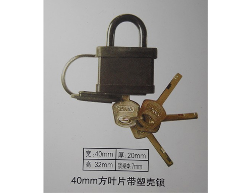 40mm方叶片带塑壳表箱挂锁,厂家生产电力表箱锁,一把钥匙通用锁